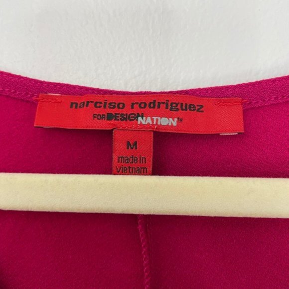 New Narciso Rodriguez DesigNation Ruched Front V-Neck Knit Top Pink Size Medium - Picture 7 of 12